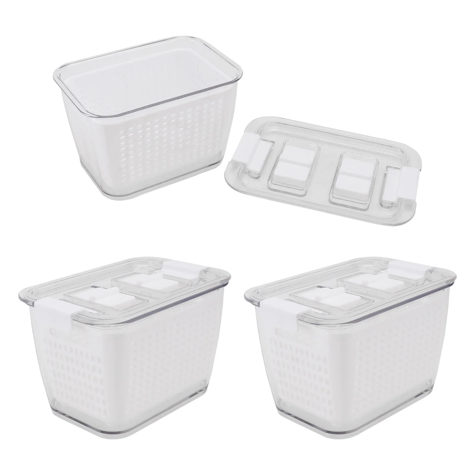 

3Pcs Vegetable Fruit Storage Boxes Food Sealing Containers Fridge Drainage Kitchen Preservation Box Food Sealing Box