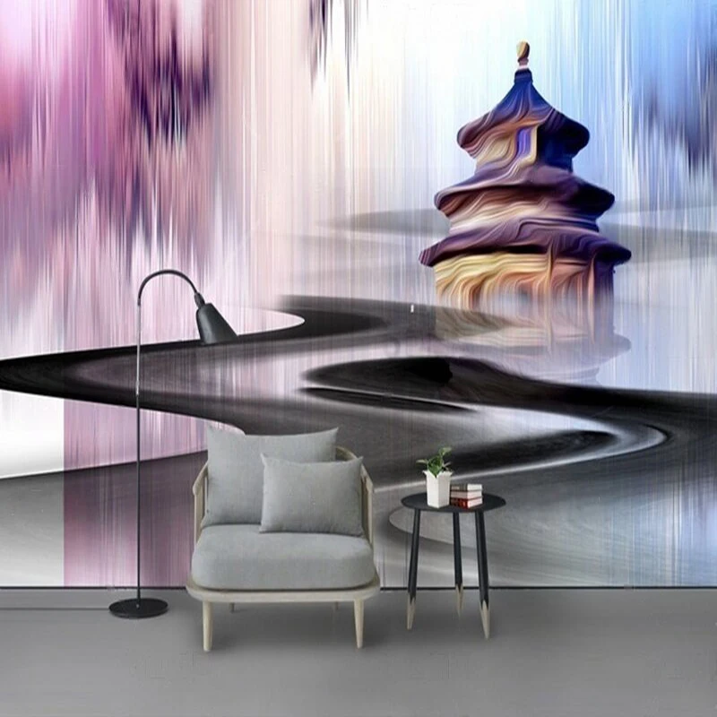 

Modern and simple sketch oil painting silhouette of Guangzhou City TV luxurious home decoration bedroom background wall