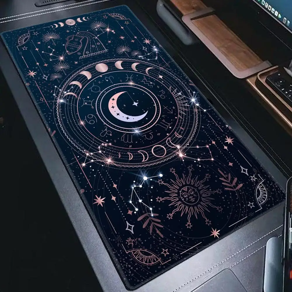 Alfombrilla de ratón con vista nocturna, accesorios femeninos, alfombrillas bonitas, Lapto Gamer, púrpura, rosa, mágico, teclado grande