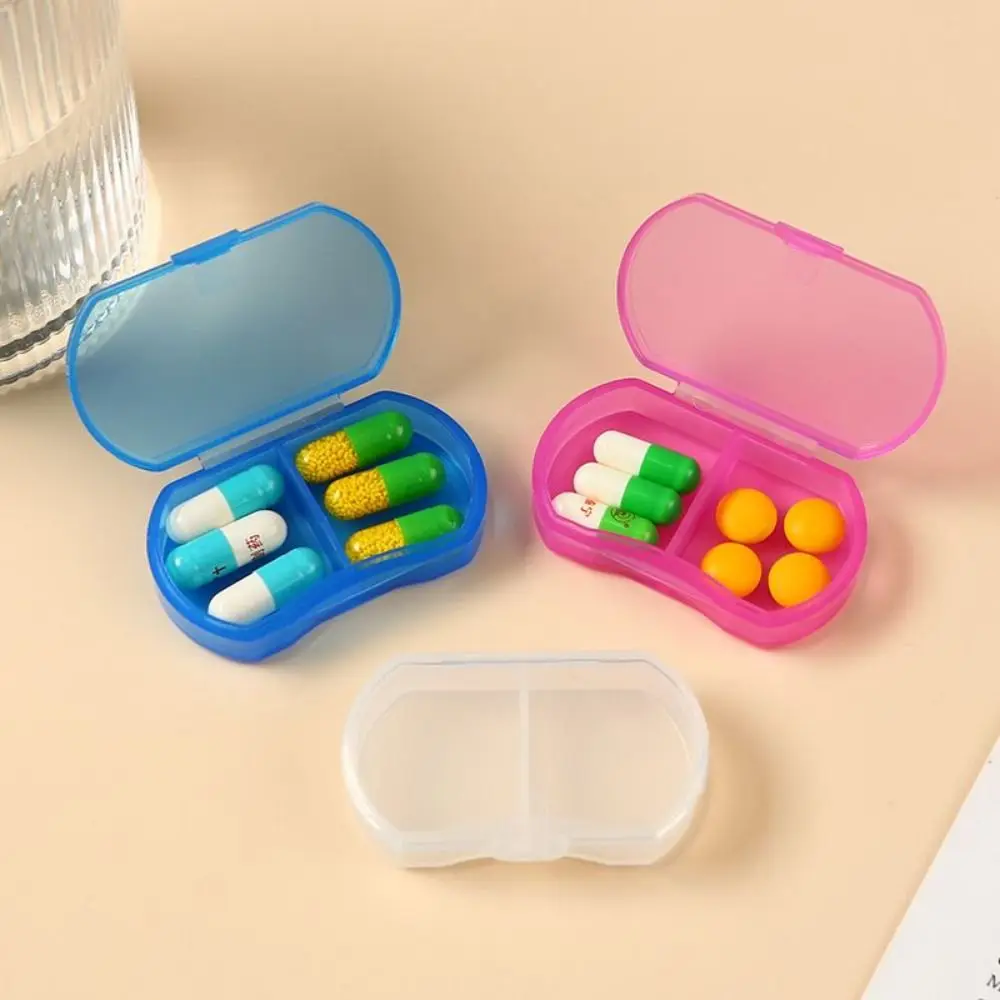 Easy to Carry Dust-proof 2-gird Pill Box Snap-on design Sealed Mini Medicine Box With Lid Safety Pill Packing Box Travel