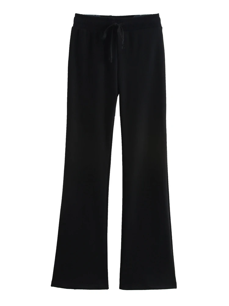 

OUROPEAN ZTATION 2025 Summer New Lady Fashion High Waist Bottoms Hipster Woman drawstring Long Pants Ruffles Regular Fit Pockets