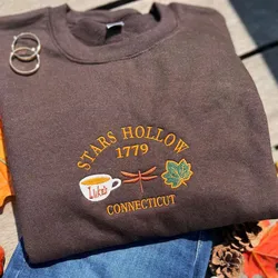 Stars Hollow Connecticut Vintage Style Embroiderd Crewneck Cotton Sweatshirts Unisex Loose Casual Autumn Fashion Pullover