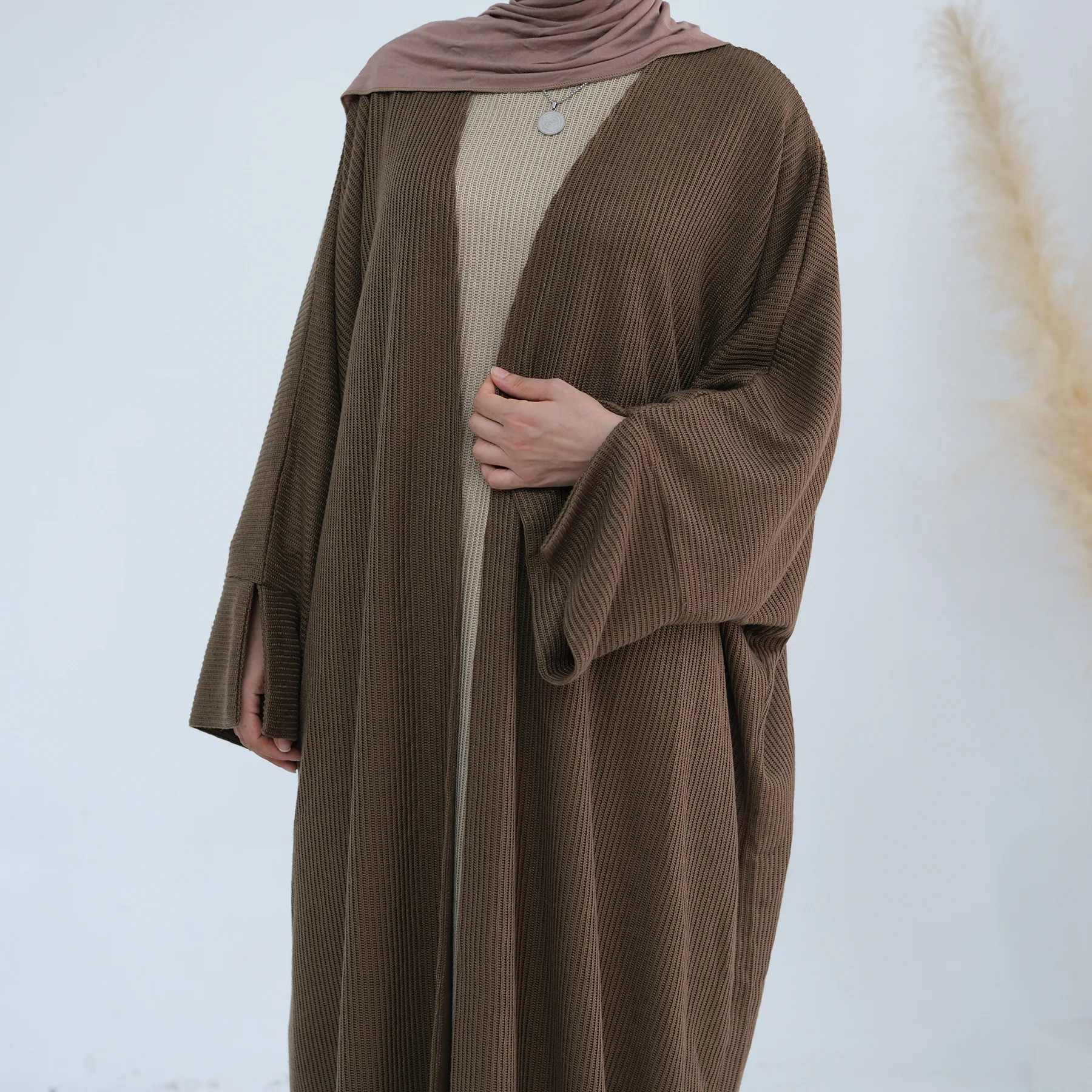 Abaya abierta de invierno de Dubái, suéter suelto de punto grueso de lujo, Kimono Abayas para mujeres, ropa islámica musulmana, caftán, bata Ramadán