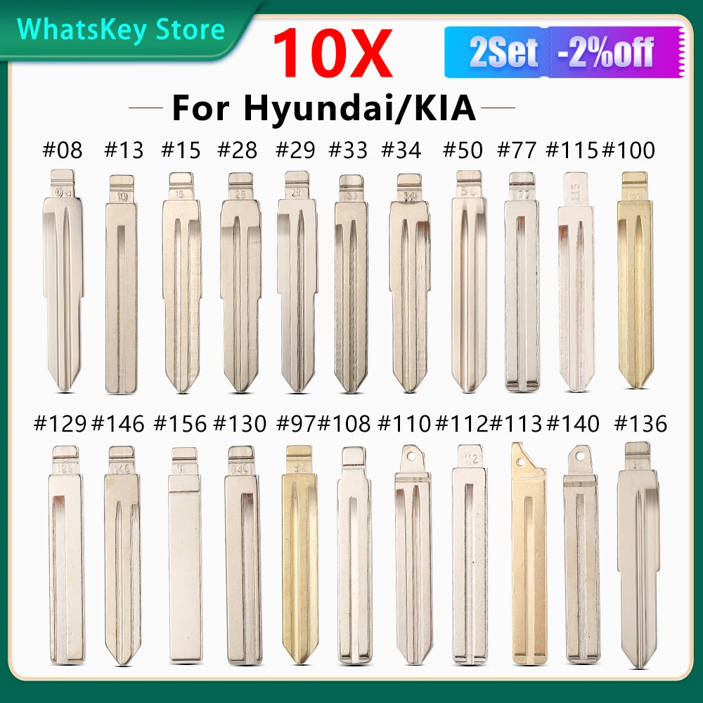 10Pcs HYN14R HY20 For Hyundai Tucson Accent Getz Sonata Verna Kia KD Car Key Blade #13 77 108 110 112 113 115 29 130 140 146 156