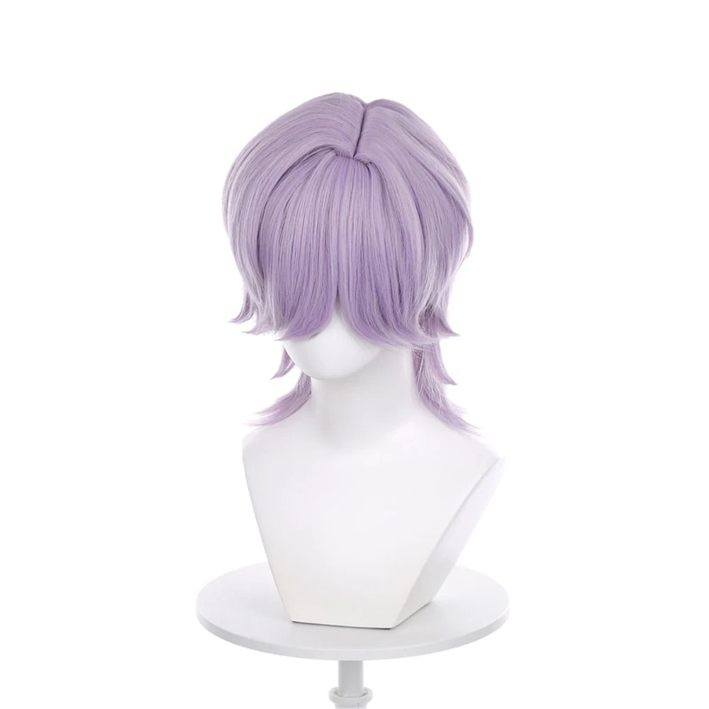 أنيمي تأثيري شعر مستعار غامض قصير مستقيم الأرجواني الشعر الاصطناعية Peluca لمهرجان Frieren لعب الأدوار الدعائم