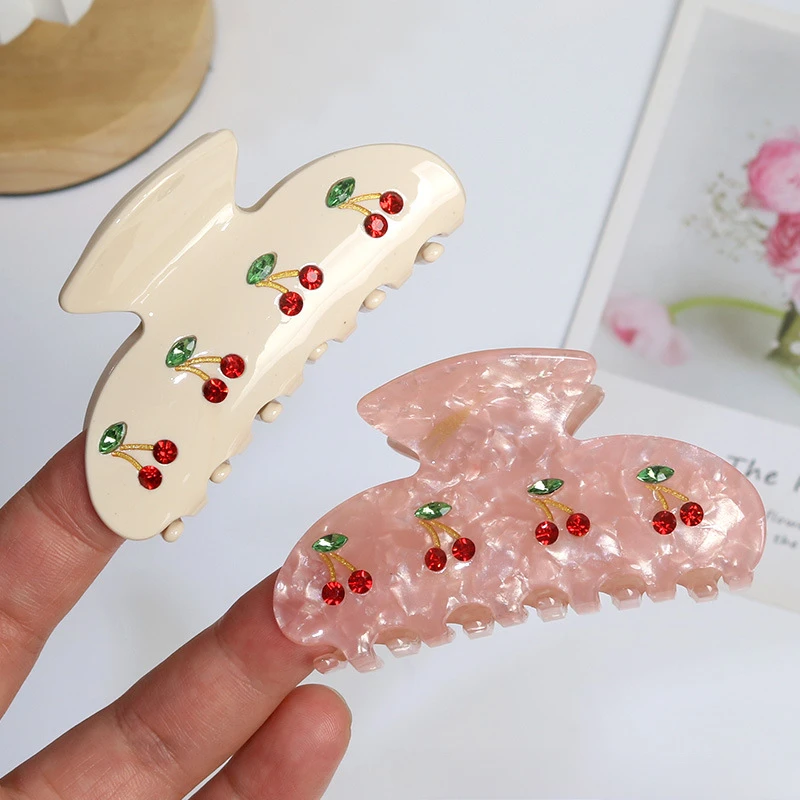 موضة الفاكهة الكرز كريستال مشبك شعر للنساء الكورية أنيقة خلات مخلب كليب شعبية الشعر المصيد إكسسوارات الشعر Hausgenefinn #3