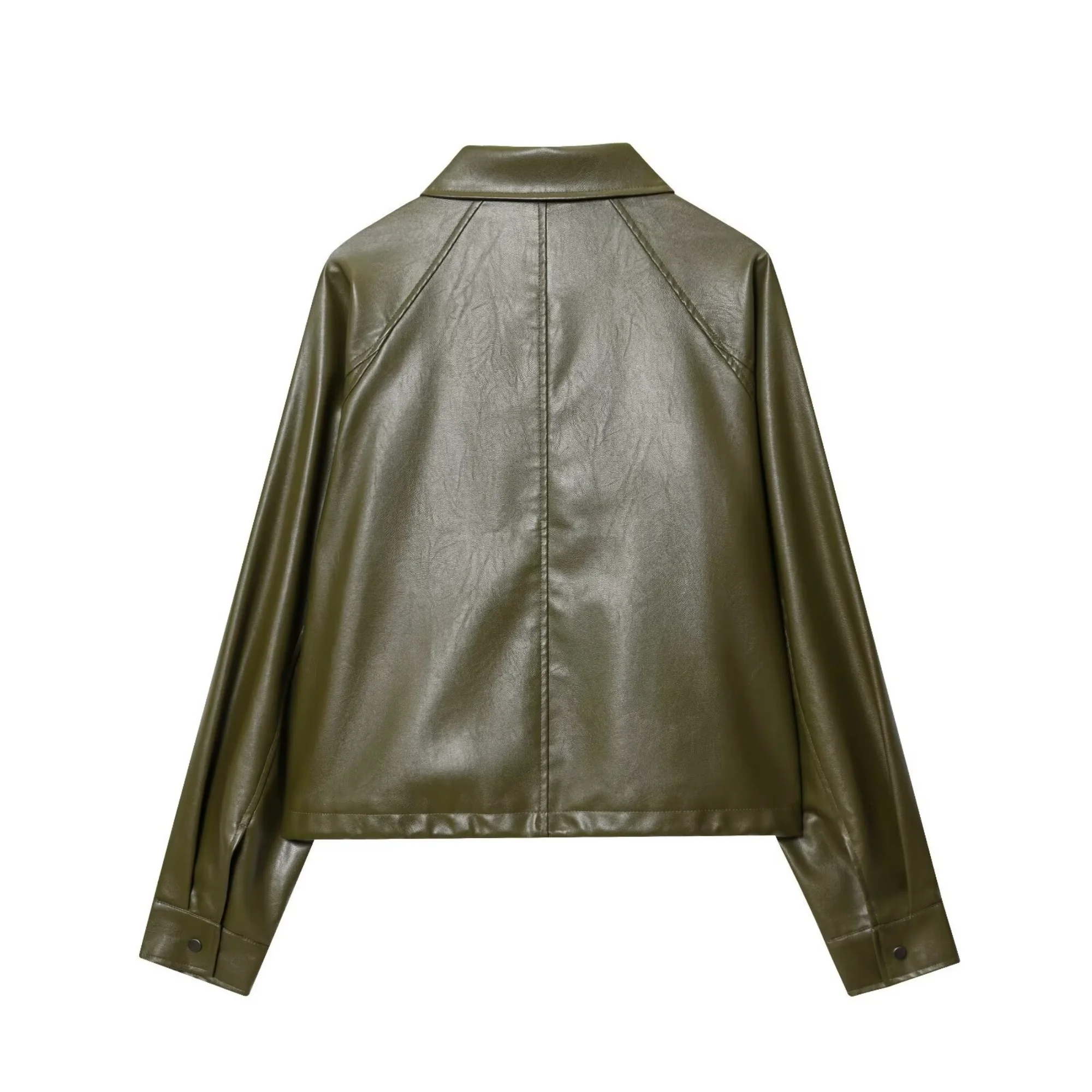 Cappotto da donna in ecopelle Autunno Inverno Tinta unita Manica lunga Minimalista con coulisse Giacca femminile Capispalla moda casual