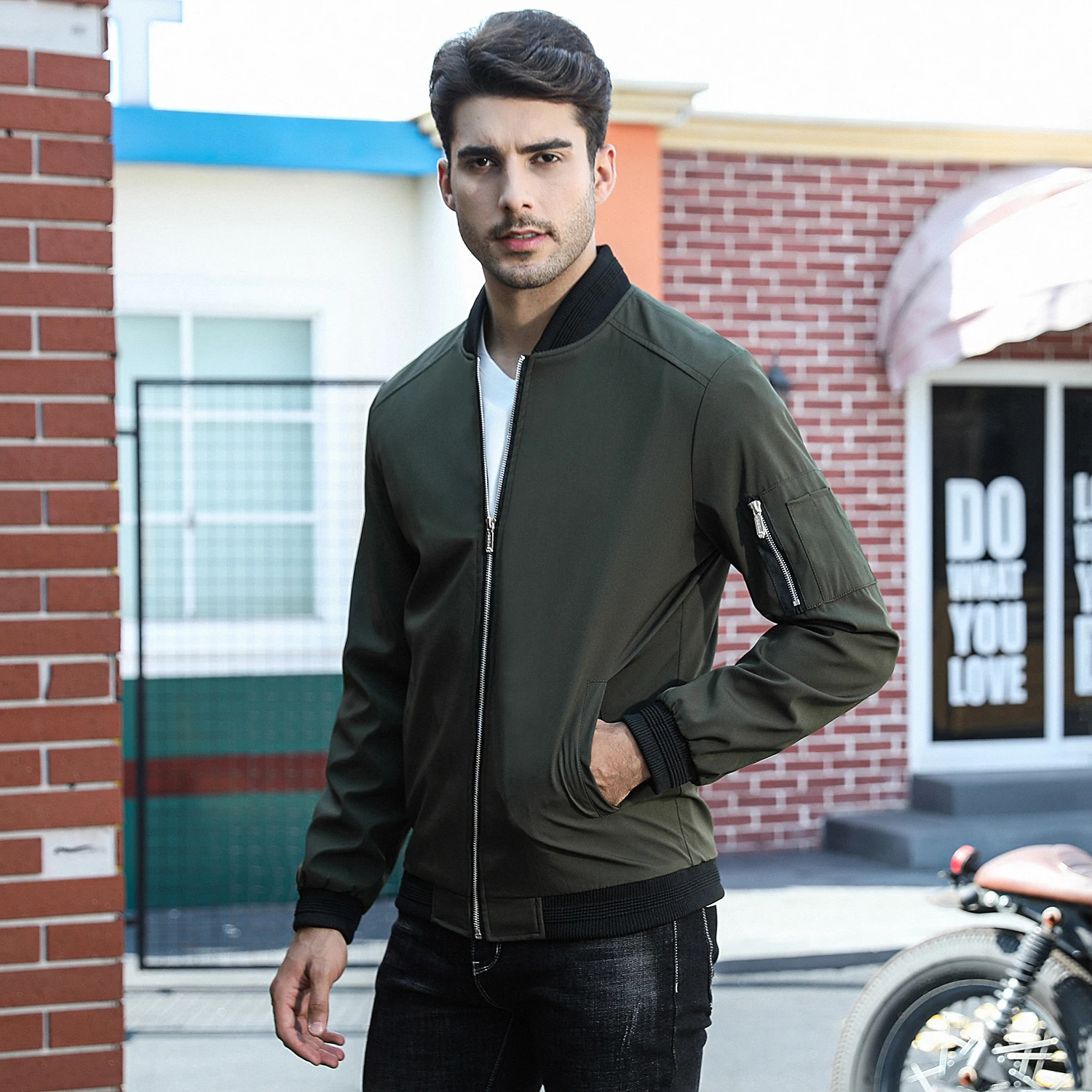 

Мужская куртка-бомбер, тонкая бейсбольная куртка с длинным рукавом, мужская ветровка на молнии, ветровка, мужская верхняя одежда, одежда