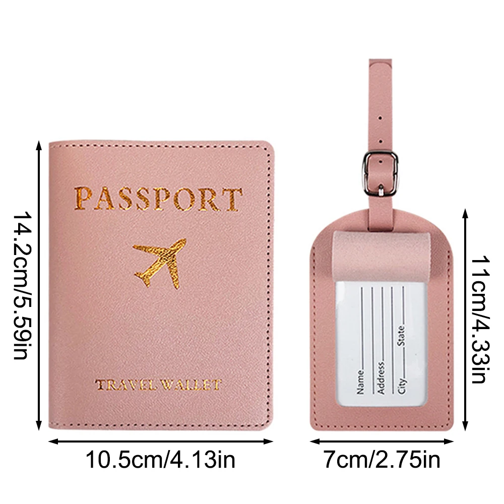 Hot Stamping Airplane Travel Luggage Tag Pu Leather Thickened Handbag Tag Passport Cover