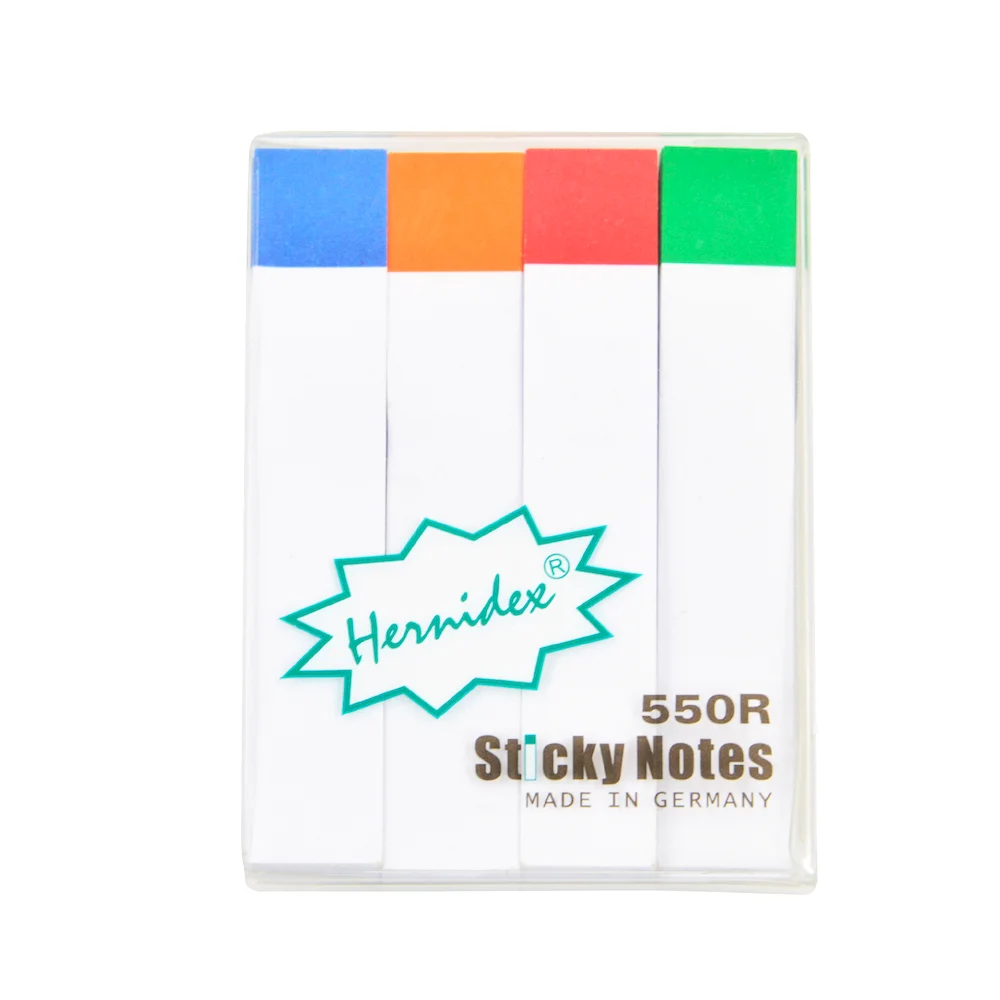 4 Colors Sticky Notes Pad HERNIDEX 550R, 400 Sheets Repositionable Page Flags, Index Tabs for Office, School, Books
