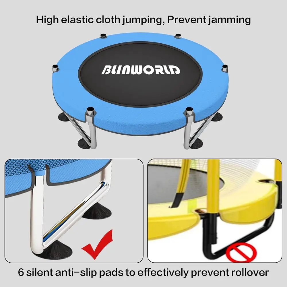 Trampolina fitness dla dorosłych - 40'/48' 150 kg Składana trampolina do ćwiczeń z regulowanym piankowym uchwytem, cicha mini trampolina do ćwiczeń w pomieszczeniach