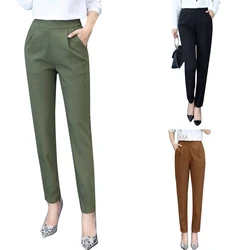 Women's Stretch Harem Pants High Waist Work Trousers Plus Size Casual Trousers