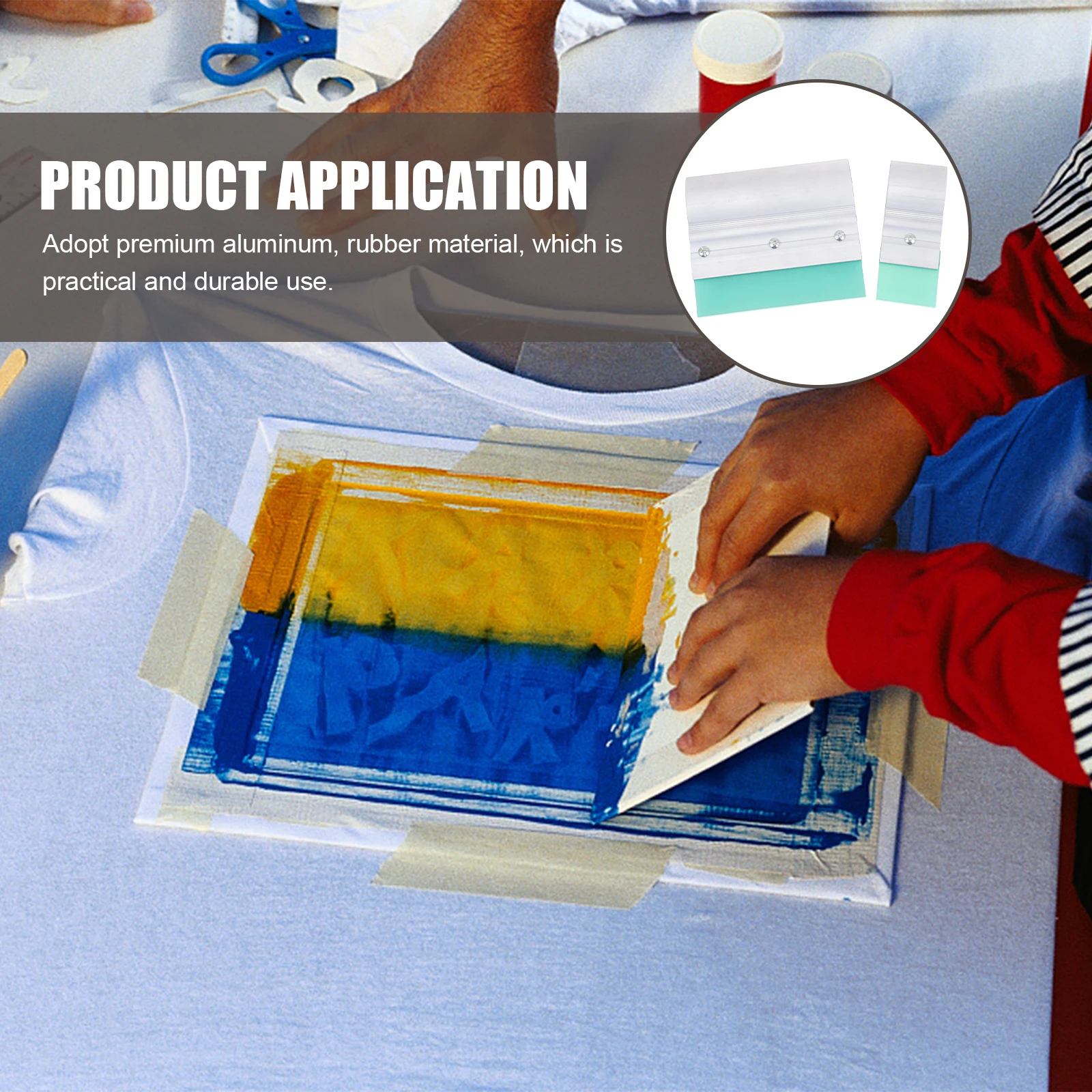 

2pcs Aluminum Rubber Printing Squeegee Screen Scraping Tool Durable Scraper For Textile T-Shirt Poster Screen Printing Supplies