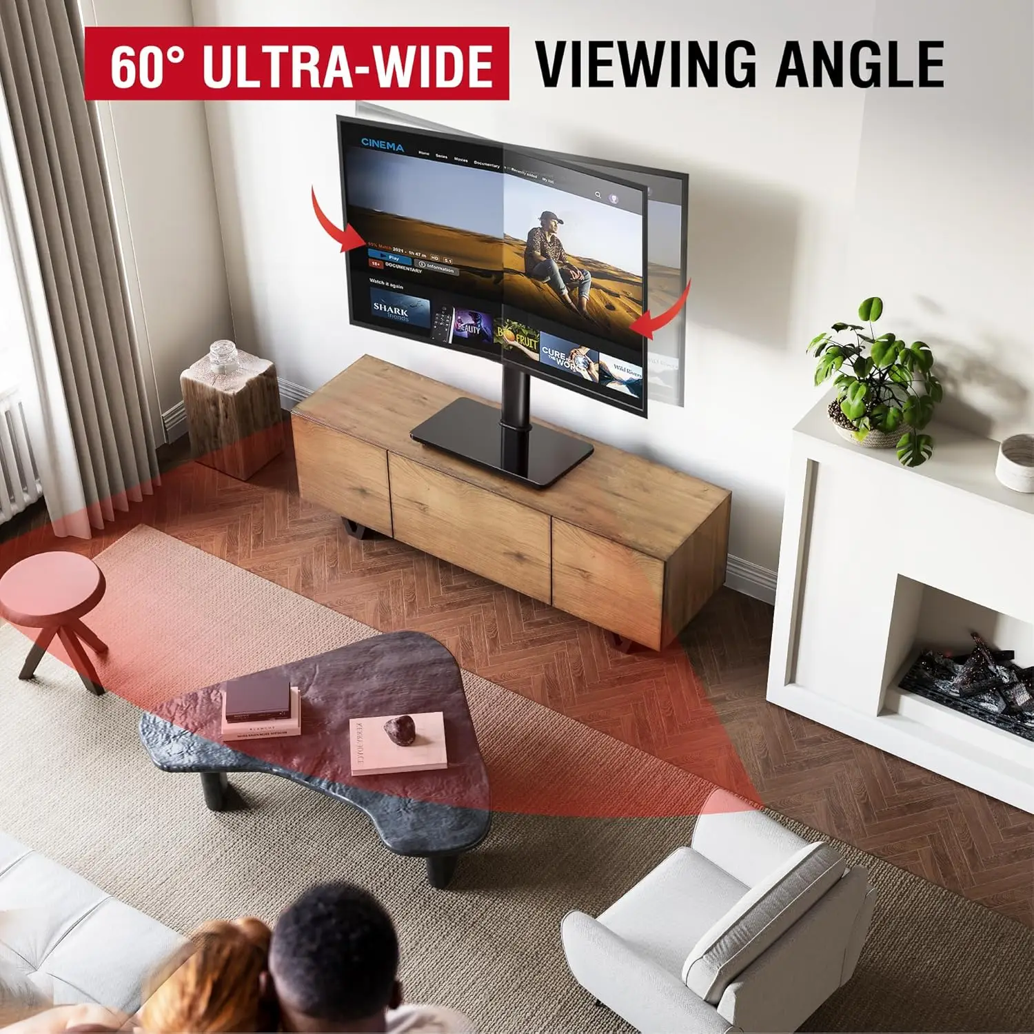 

Поворотная универсальная подставка для телевизора диаметром 32–75 дюймов с наклоном вниз/вверх, 8 уровней, регулируемая по высоте настольная подставка для телевизора с