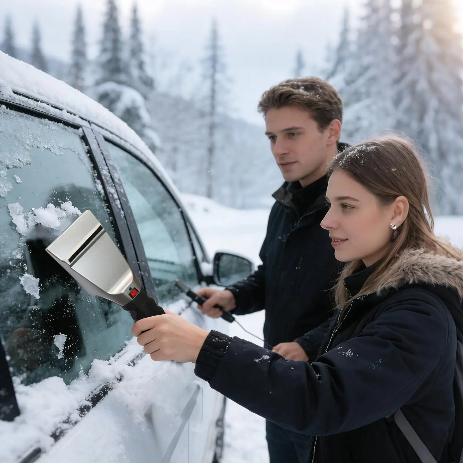 

Heated Ice Scraper For Car Ergonomic Window Shovel With 2.7M Cord Electric Ice Scrapers For Car Windshield For Automotive SUV