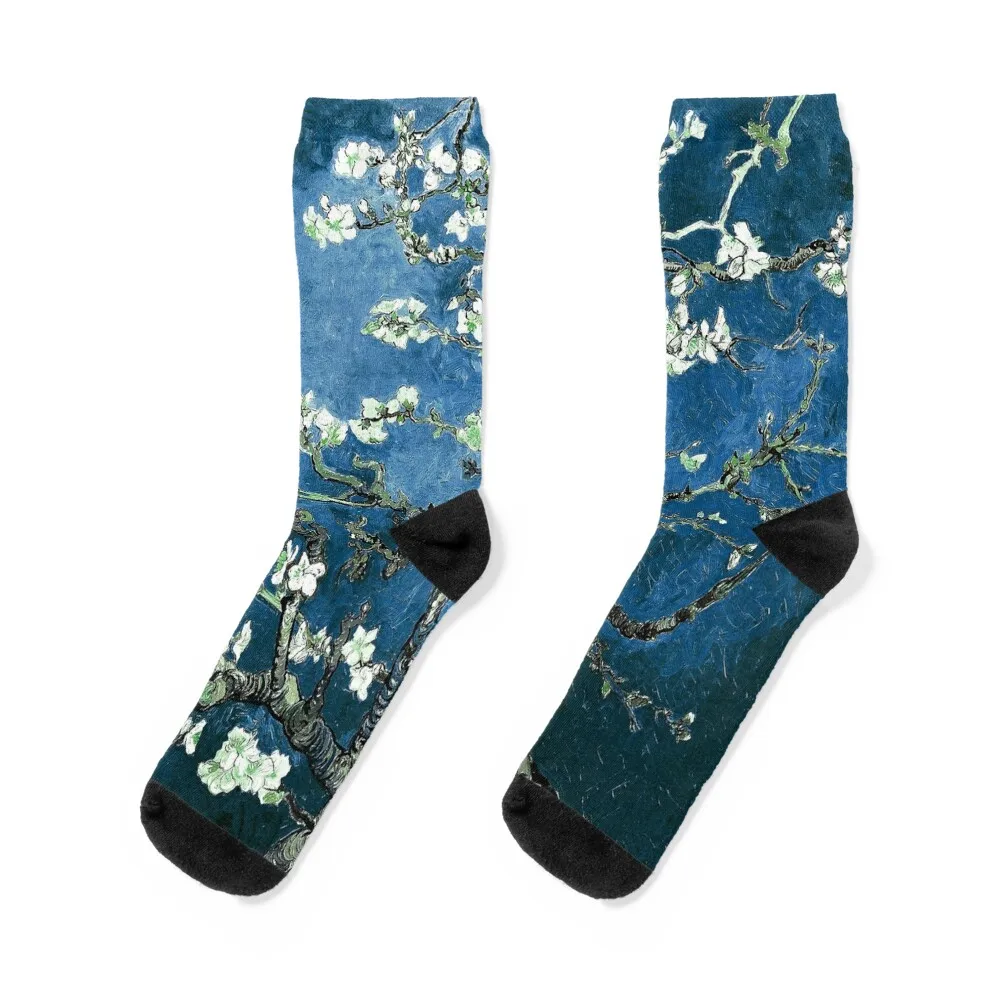 مجموعة جوارب Van Gogh Almond Blossoms Deep Ocean Blue هدايا شتوية جديدة في جوارب كرة القدم للرجال والنساء