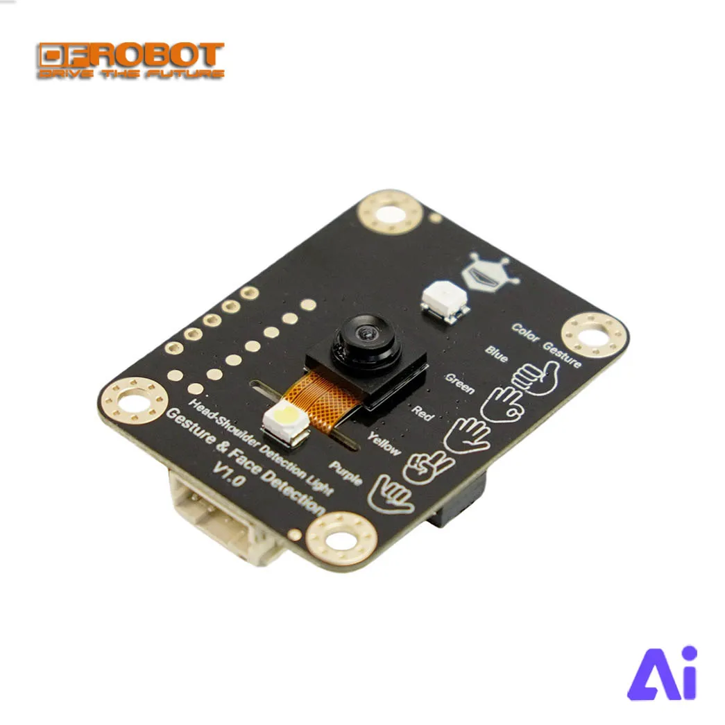 DFRobot Gravity AI Visual Gesture Human Presence Tracking Sensor 5 Gesture Range 3m 10 facial tracking Mind+graphical programmin
