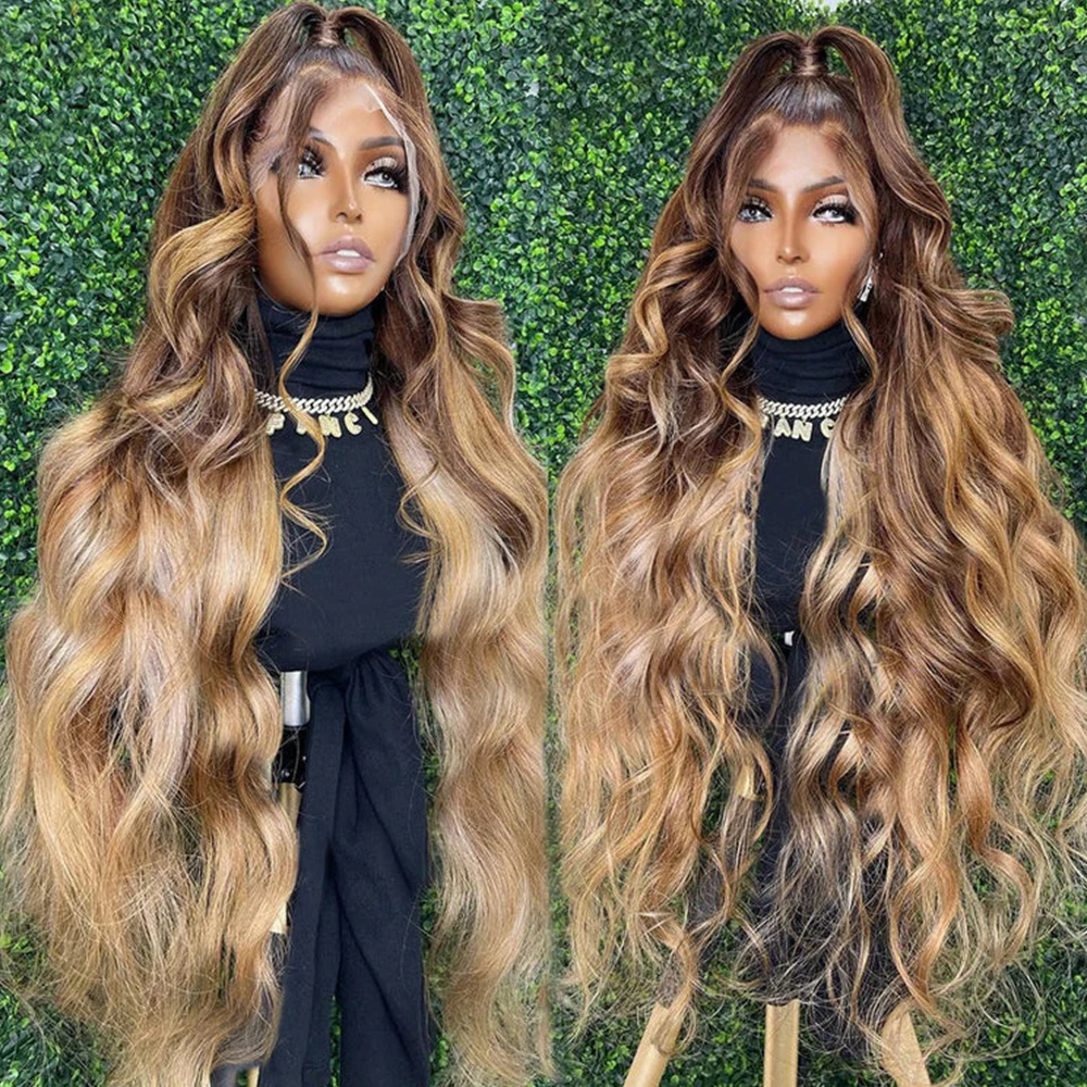 

Ombre Highlight Lace Front Human Hair Wigs Цветные 13x6 HD Парик Lace Frontal Медовый Коричневый Объемная Волна 250% Полные Волосы Парики Фронта Шнурка