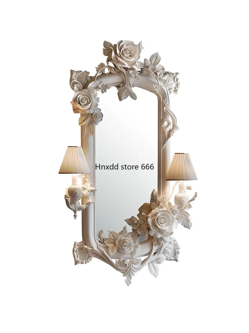 

French carved bust mirror European living room fireplace decorative mirror