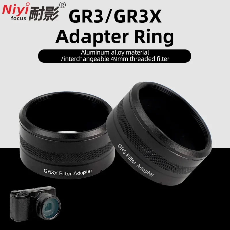 Aluminum Metal Lens Hood Filter Adapter Ring Lens Cap Combo 49mm Filter Lens Protector Kit for Ricoh GR II GR III GR IIIx GR IV view 6