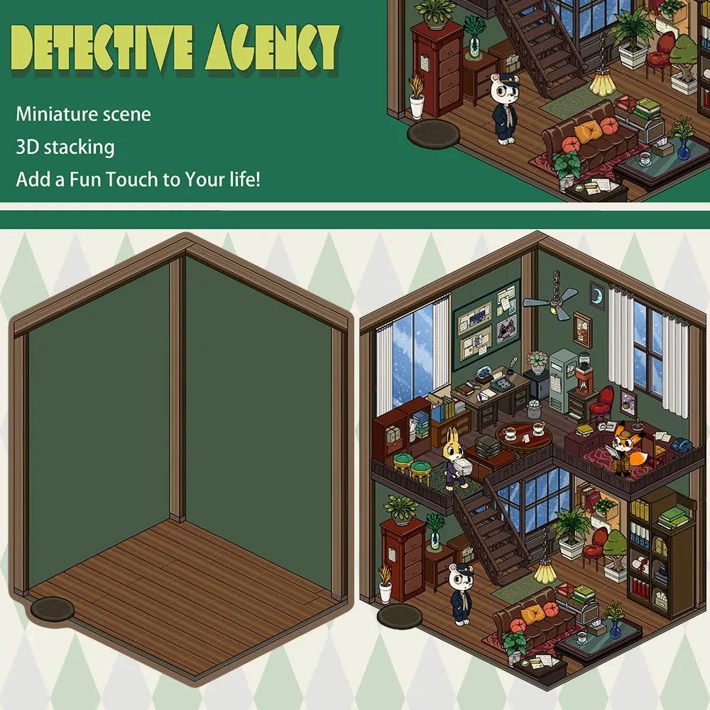 Pegatina de paisaje de agencia de detectives, ropa de calle de café nostálgico, álbum de recortes, imagen de arte vivo, pegatina decorativa para habitación de estudiantes, 3 uds.