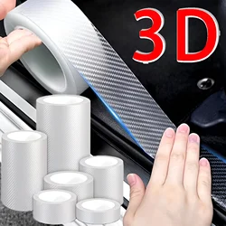 3D Carbon Fiber Sticker Paste Car Threshold Protective Film DIY Automotive Anti Scratch Waterproof Transparent Car Nano Sticker