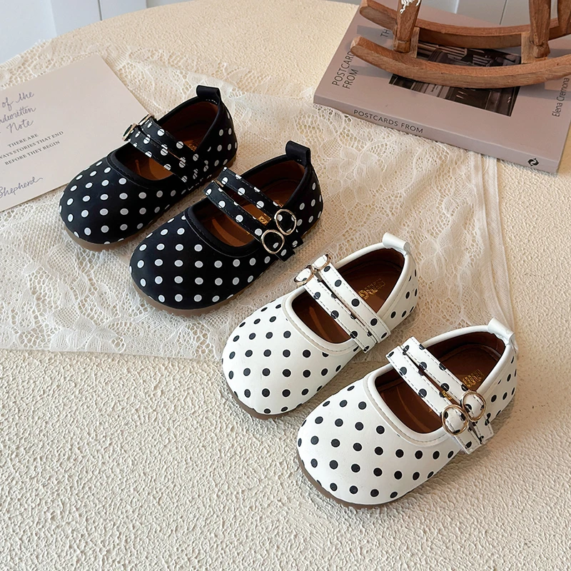 

Autumn Toddler Girls Polka Dot Mary Jane Shoes Double Strap Kids Flats Elegant Versatile Casual Daily Children Princess Shoe