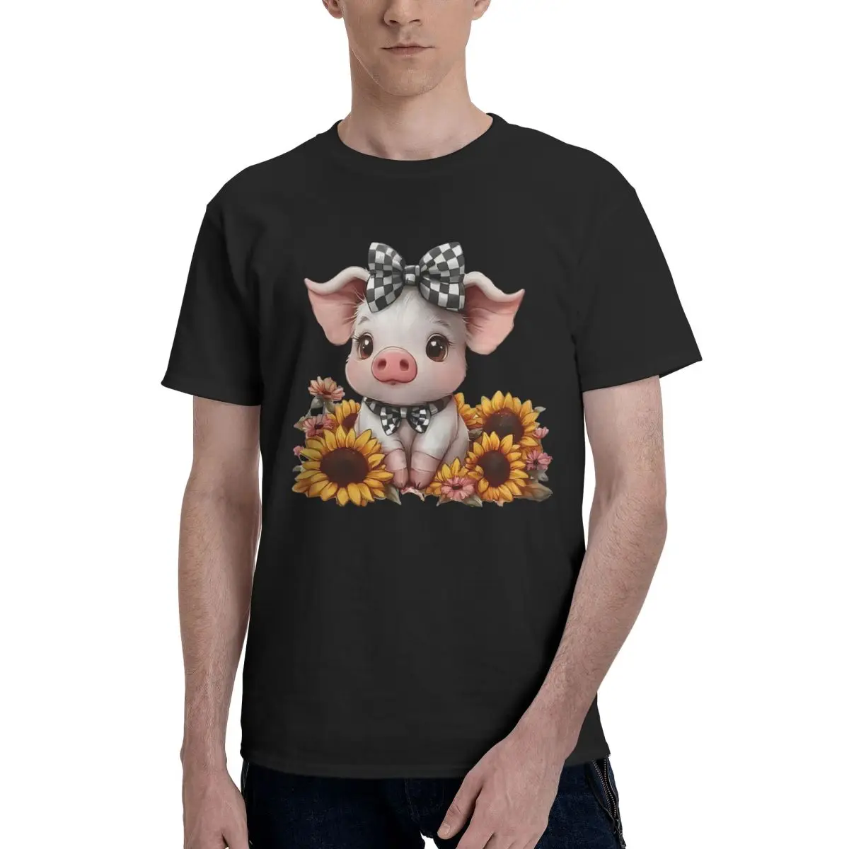 

Sports Cute Pig With Sunflowers Top tee Champion Unique Vintage Fitness Eur Size