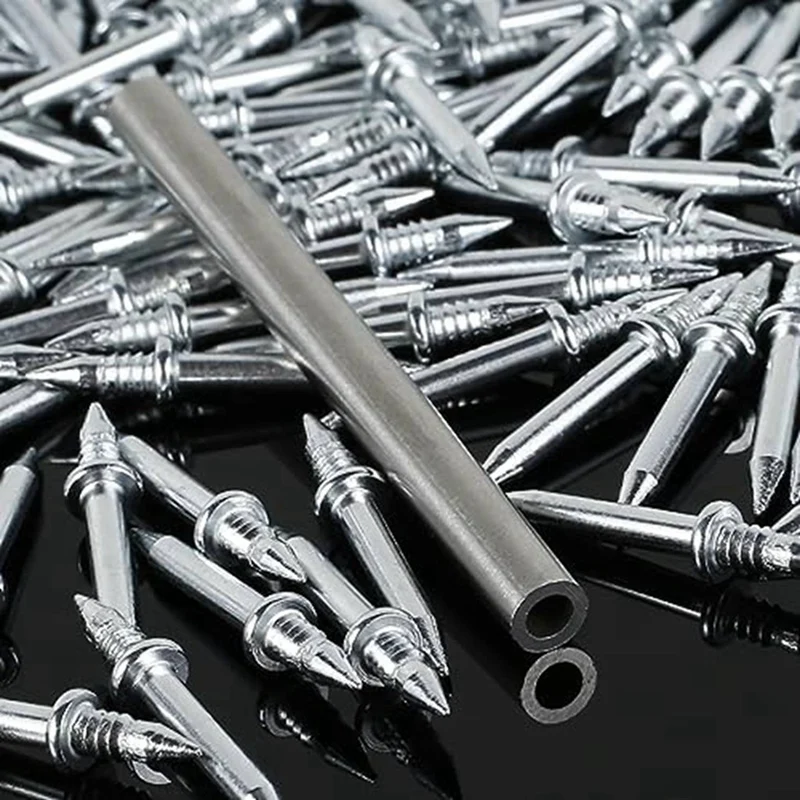 400 Pcs Double-Head Skirting Thread Seamless Nail,Rust-Proof No Trace Skirting Thread Screws Set With 4 Rods, With Nail