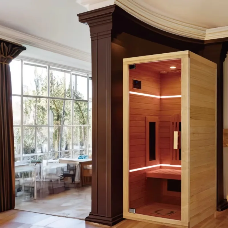 Wholesale Solid Wood 1 Person Mini Wooden Backyard High Tech Health Infrared Sauna With Computer Control Panel