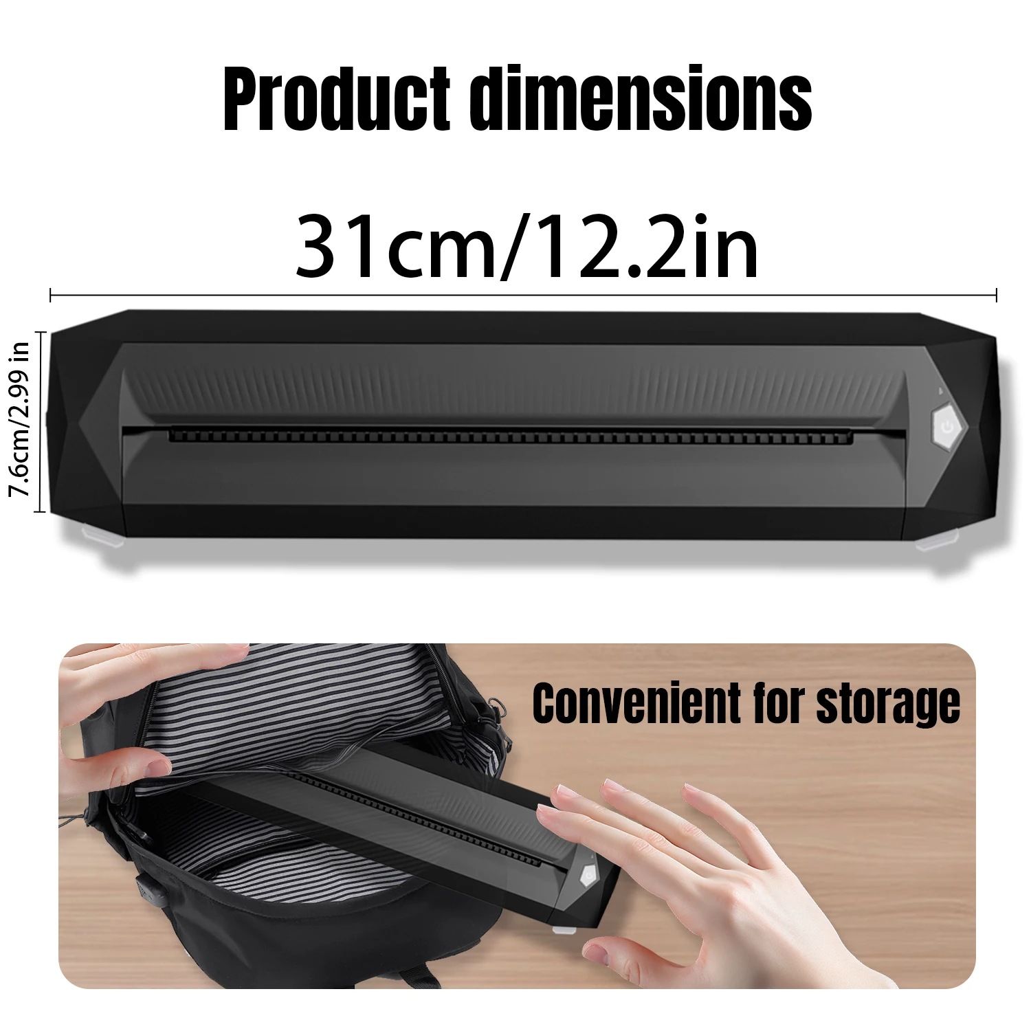 KVM Black Tattoo Stencil Transfer Printer Machine Wireless Bluetooth Portable Thermal Printer Compatible with Phone IPad & PC