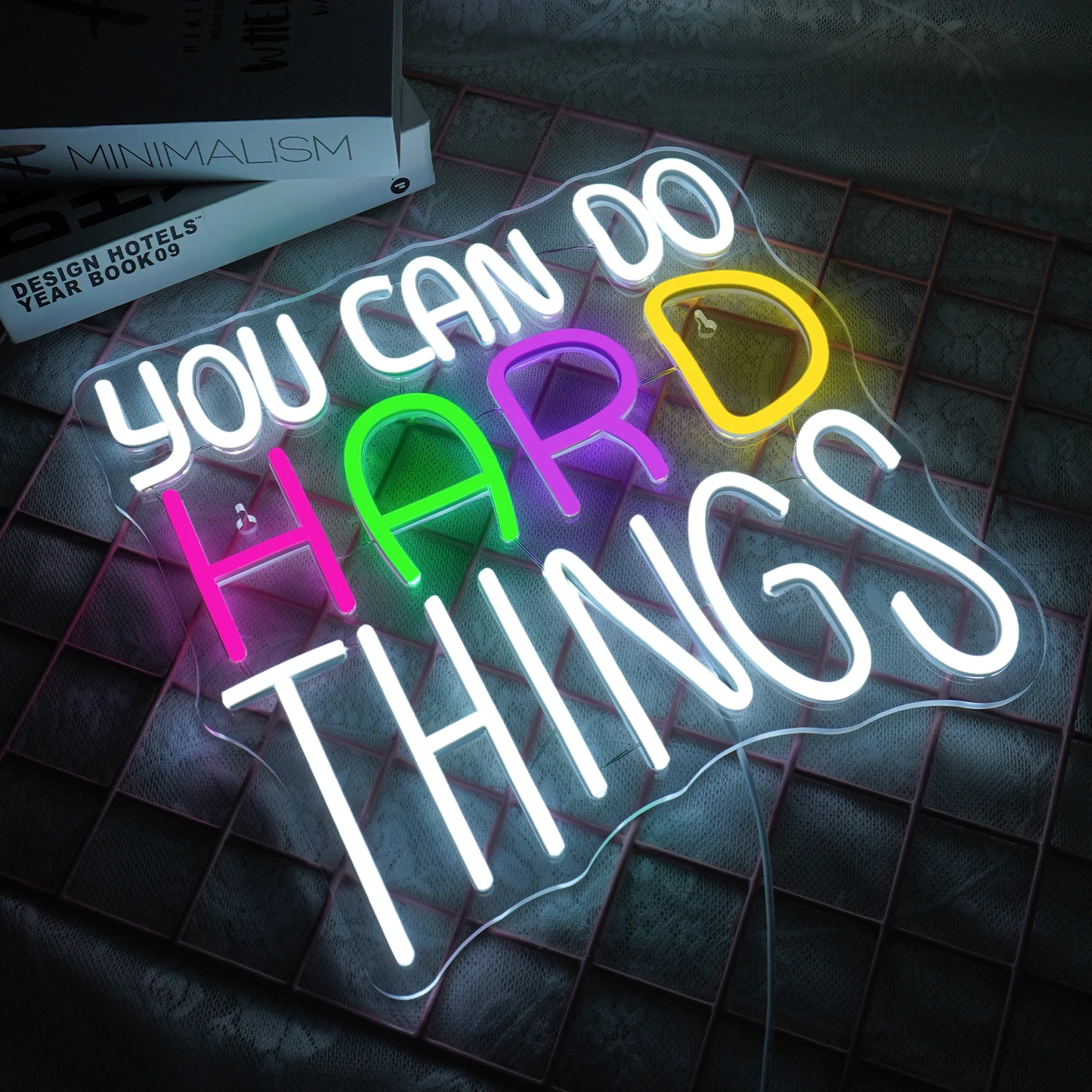 You Can Do Hard Things Neon Sign Motivational Slogans Wall Glowing Decor Dimmable Led Light Kids Art Positive Classroom Decor