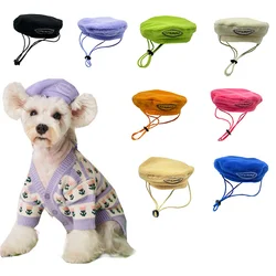 Fashion Colorful Pet Dog Adjustable Beret for Small Dogs Puppy Photographic Props Hat Dog Accessories Decorative Hat Gift