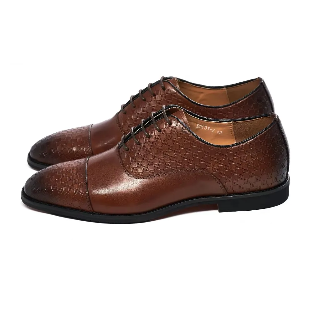 Classic Italian Design Men's Genuine Leather Oxford Shoes Lace-Up Popular for Office Business or Wedding Dress