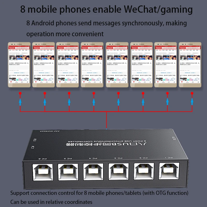 Разветвитель для игрового экрана в реальном времени, 8 портов, USB-синхронизатор, переключатель, USB-адаптер для синхронного контроллера, стандартный разветвитель Интернета, адаптер
