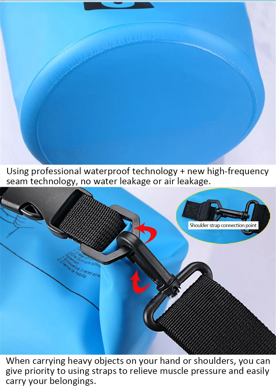 Wasserdichte Trocken-PVC-Taschen für Männer und Frauen, 2L/5L/10L/20L/30L, Outdoor-Schwimmeimertaschen, Rafting-Taschen – Detail 8