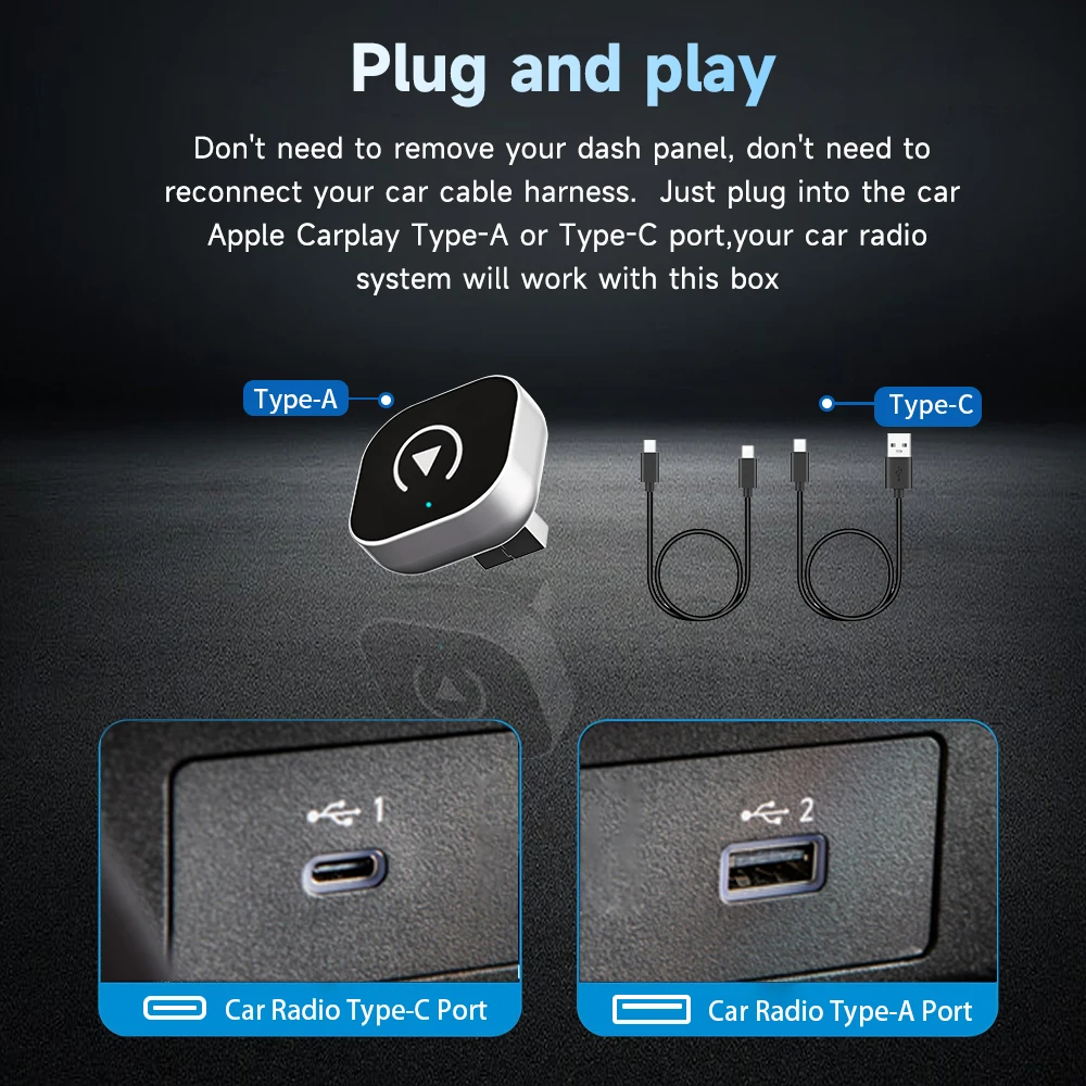 2025 جديد السيارات الاتصال اللاسلكي أندرويد السيارات Carplay محول لنيسان تويوتا هوندا مازدا فورد لانسيا أوبل فيات بويك راديو السيارة #4