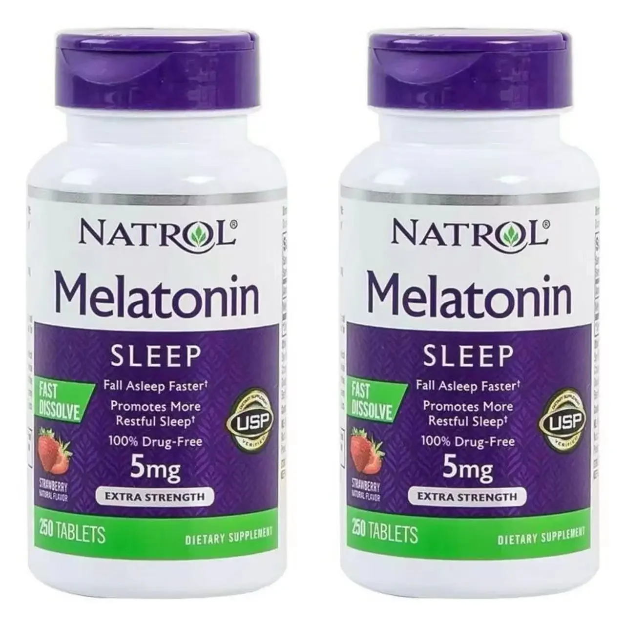 

2pcs Natrol Melatonin Melatonin Melatonin 5mg Pineal Sleep Aid Tablets Strawberry Flavour 250 Capsules