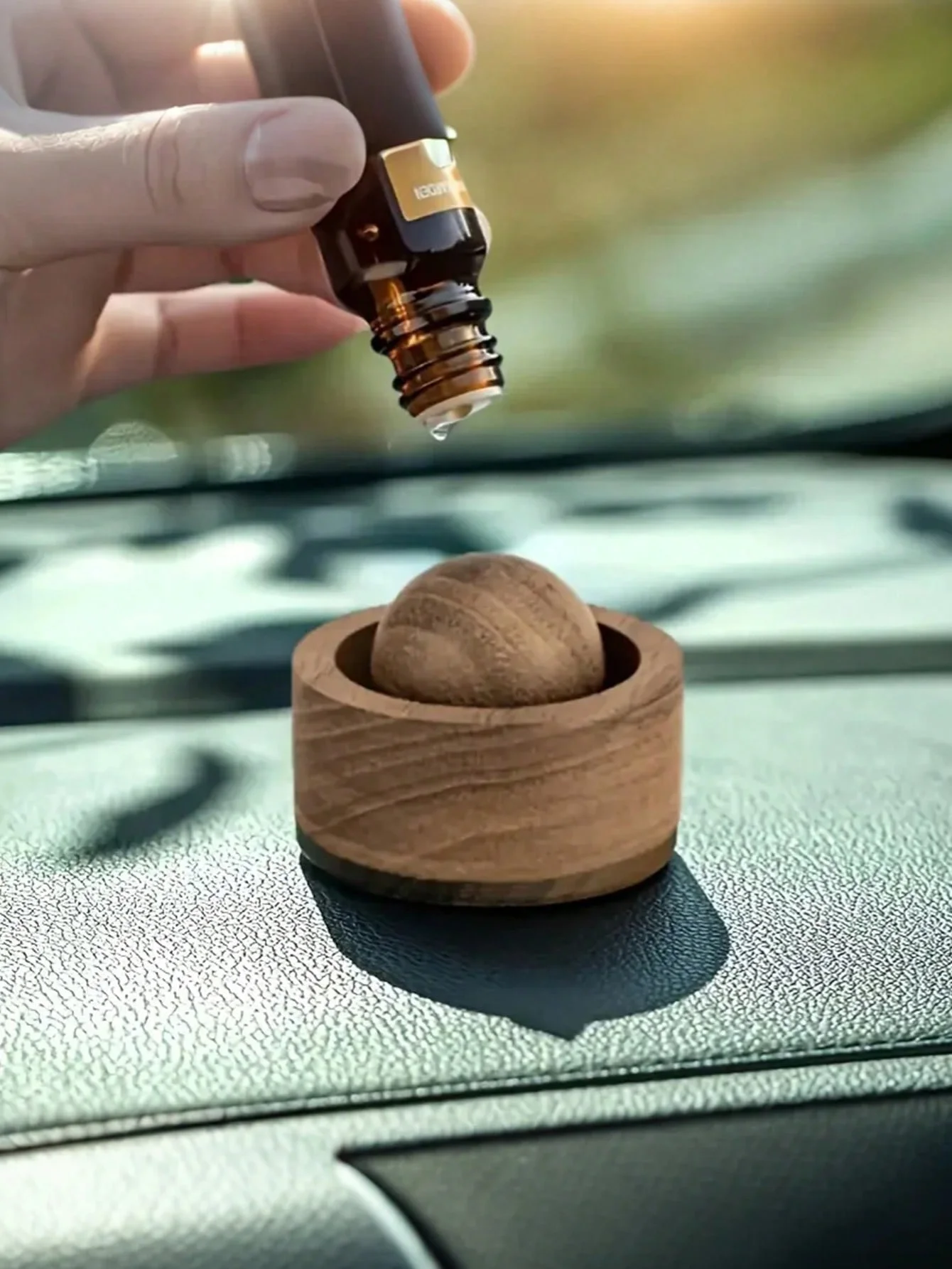 Bola difusora de aroma de madera – Difusor de aroma de madera natural para el hogar, el automóvil, el baño, la oficina – Sin electricidad, sin batería, solo agregue