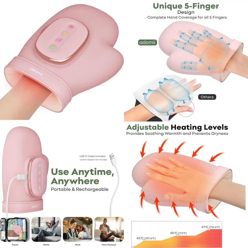 

Heated Compression Hand Massager for Pain Relief, Arthritis, and Carpal Tunnel - Cordless, Ideal for Stress Relief and Gifting