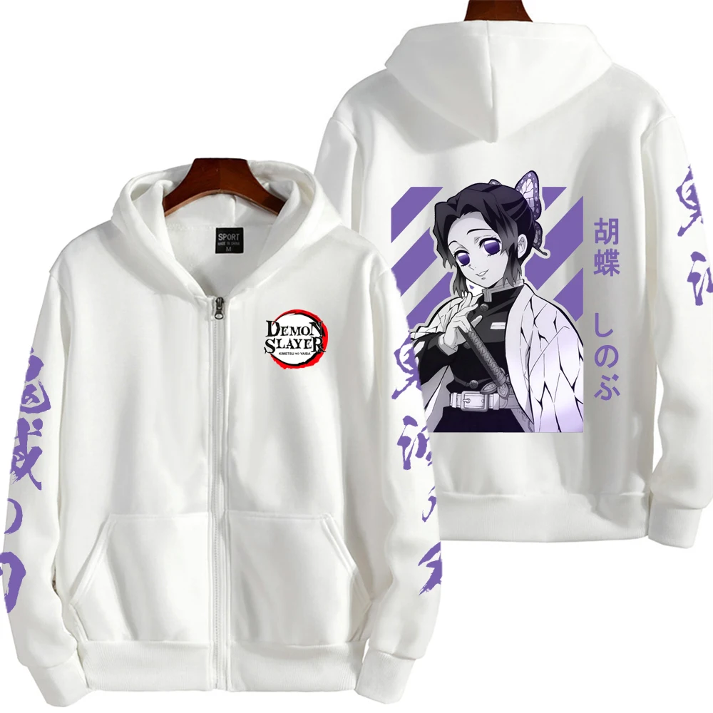 

Shinobu Kocho Demon Slayer Men Zip Up Hoodie Spring Autumn Women Sweatshirt 2025 New Fashion Cartoon Anime Couple Jackets Coat