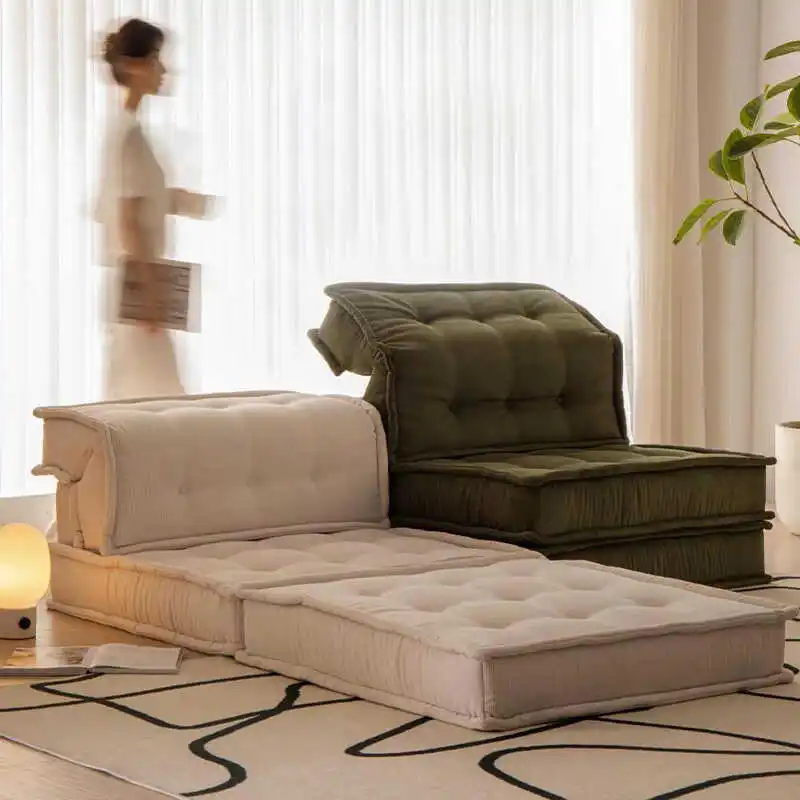 Fabric sofa living room designer tofu cubes cream wind small apartment module lazy mahjong sofa straight row simple