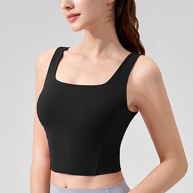 Women's Sports Yoga Vest Square Collar One-Piece Fixed Chest Pad Breathable Comfort Leisure Outdoor Pilates Exercise Sports Vest view 4