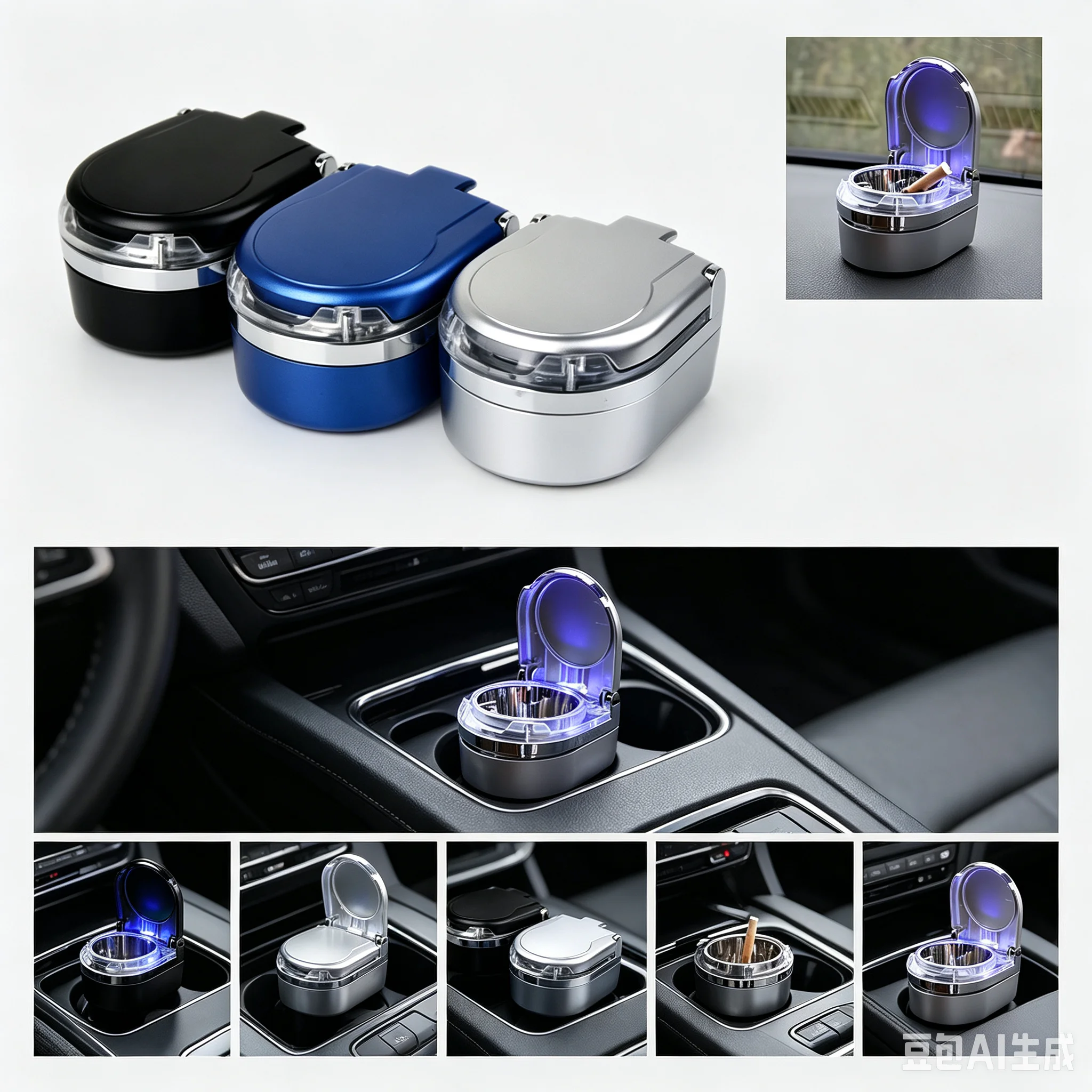 Universal Car Ashtray Led Lights Cover Cigarette Holder Box Car Supplies New