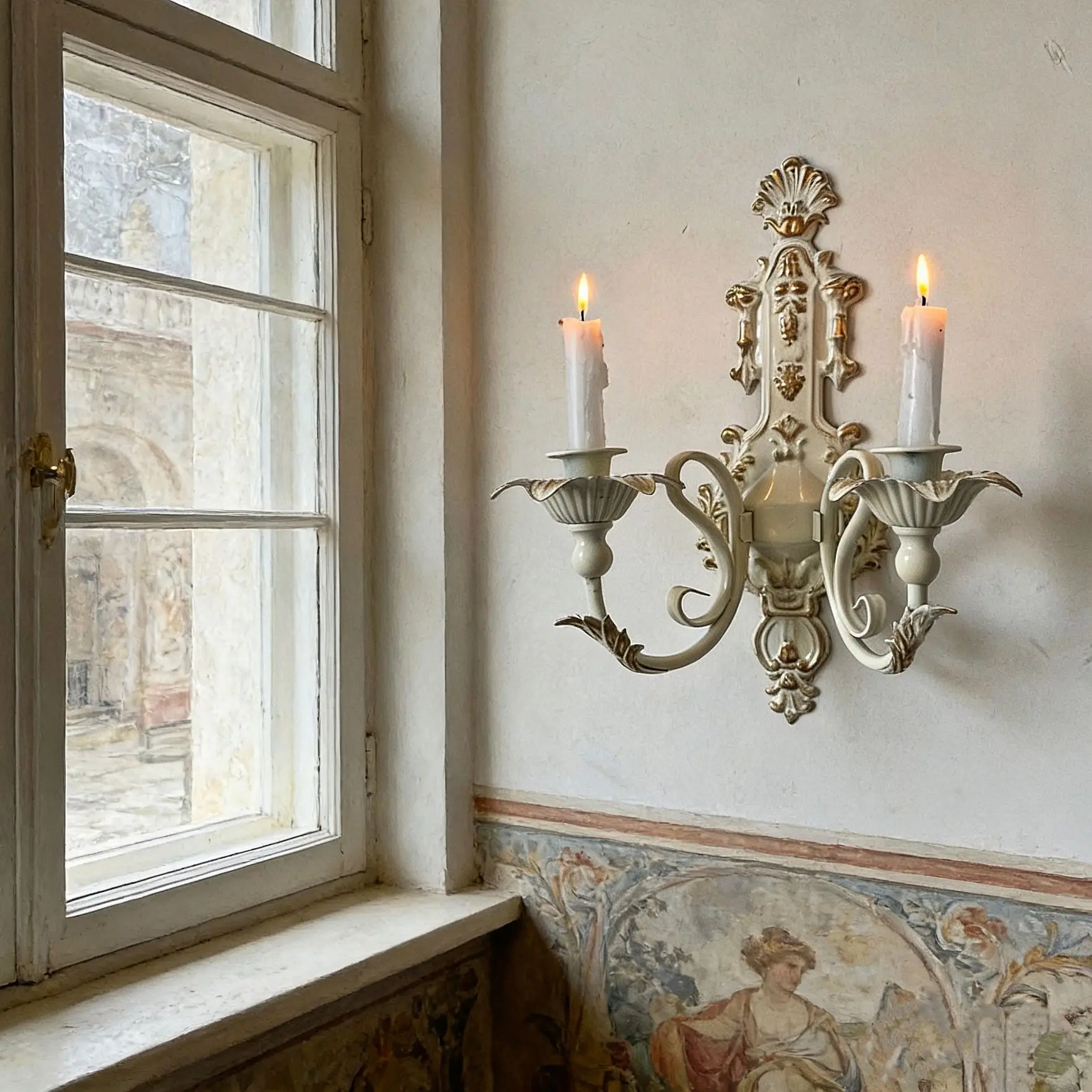 American country old wrought iron wall lamp candle holder retro double-headed candle wall decoration B & B hotel corridor decora