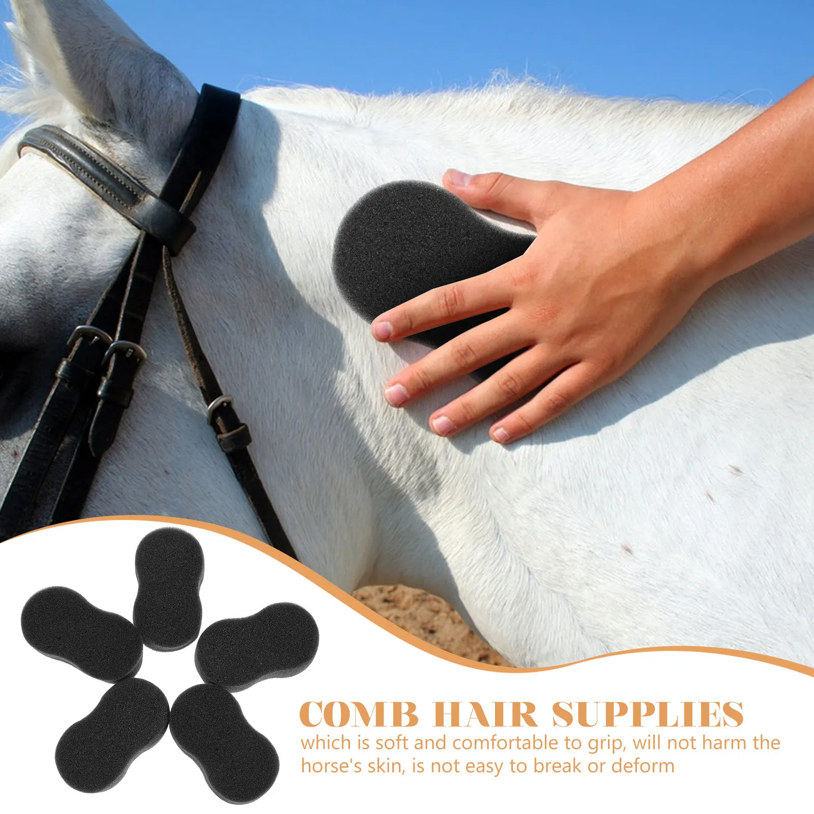 Horse Cleaning Sponges 5Pcs Soft Grip Bathing Grooming Tools for Dirt Sweat Removal and Coat Care