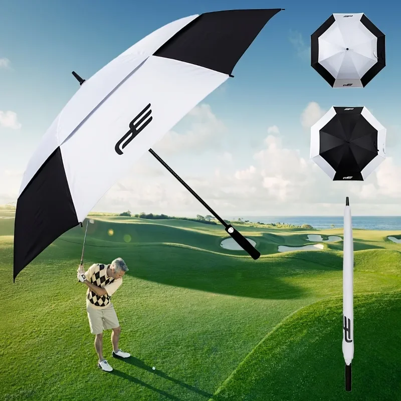 Ombrello da golf automatico LargeDoubleLayer antivento, resistente all'acqua e protezione solare UV, robusto, durevole e spazioso per 2-3 persone