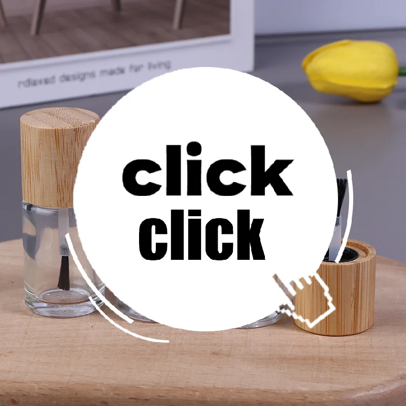 5 مللي 10 مللي 15 مللي أسطواني الزجاج زجاجة زيت الأظافر فرشاة شعر مسمار زجاجة صمغ خشب متين وغطاء من الخيزران حاوية زيت الأظافر