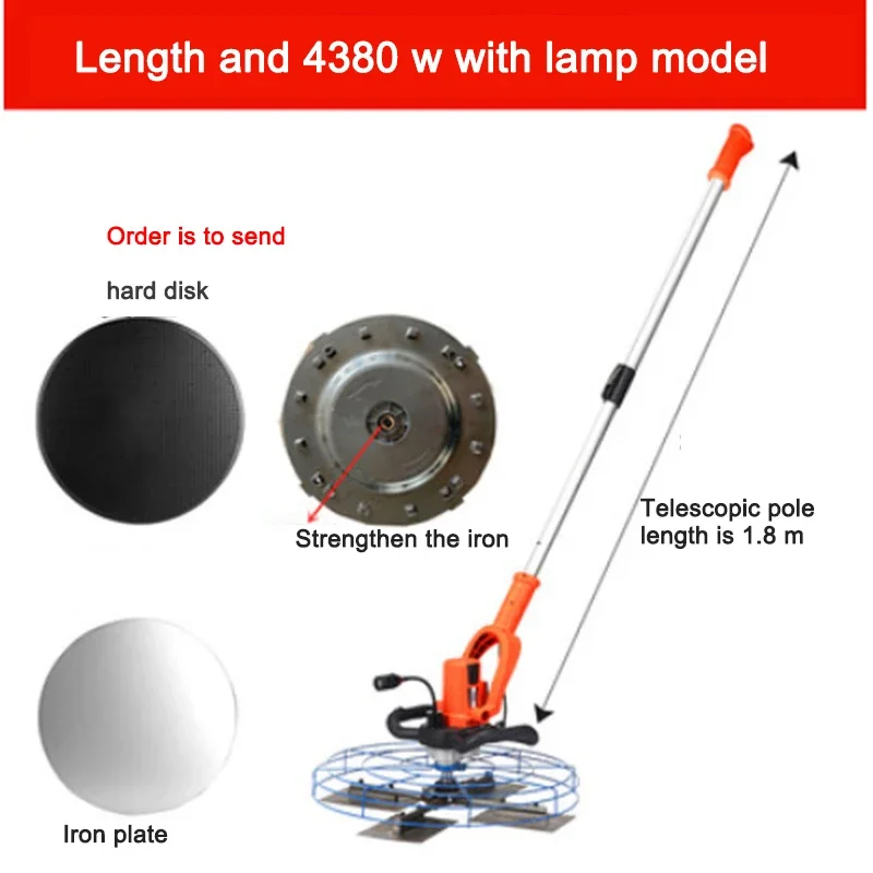 4380W Electric Concrete Trowel Floor Grinding Sanding Tool With Blade Collector LED Lighting For Road Bridge Construction