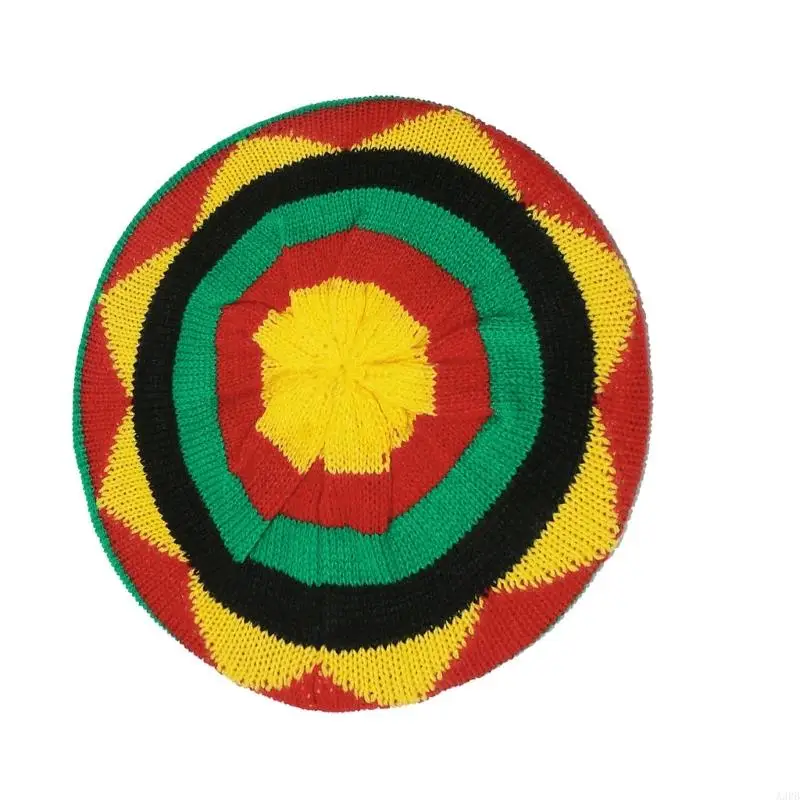 قبعة قوس قزح قبعة كروشيه قبعات جامايكية تقليدية للكبار للأنشطة الداخلية والخارجية، جميعها متطابقة #2